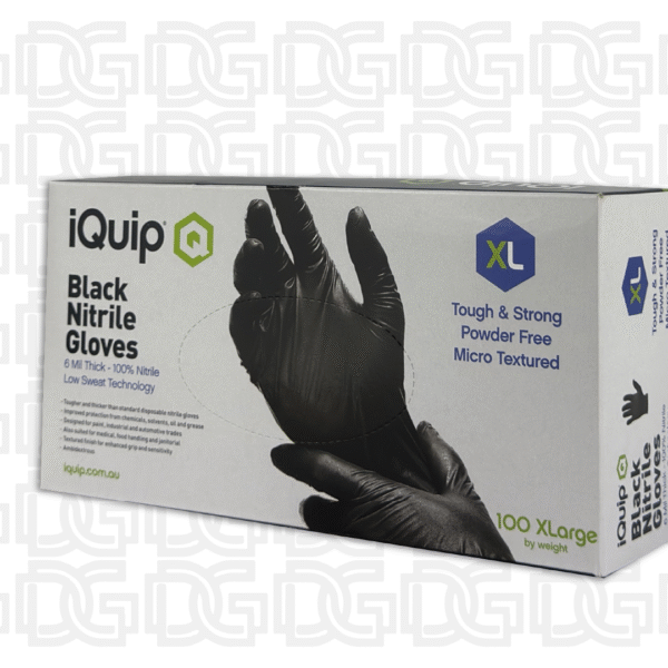 iQuip Textured Black Nitrile Gloves 6mil - X Large x 100