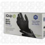 iQuip Textured Black Nitrile Gloves 6mil - Medium x 100