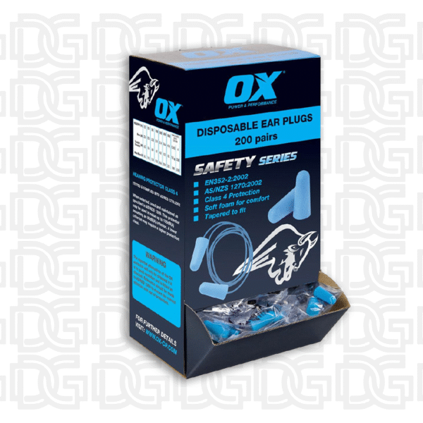 OX Disposable Ear Plugs - Box of 200 pairs