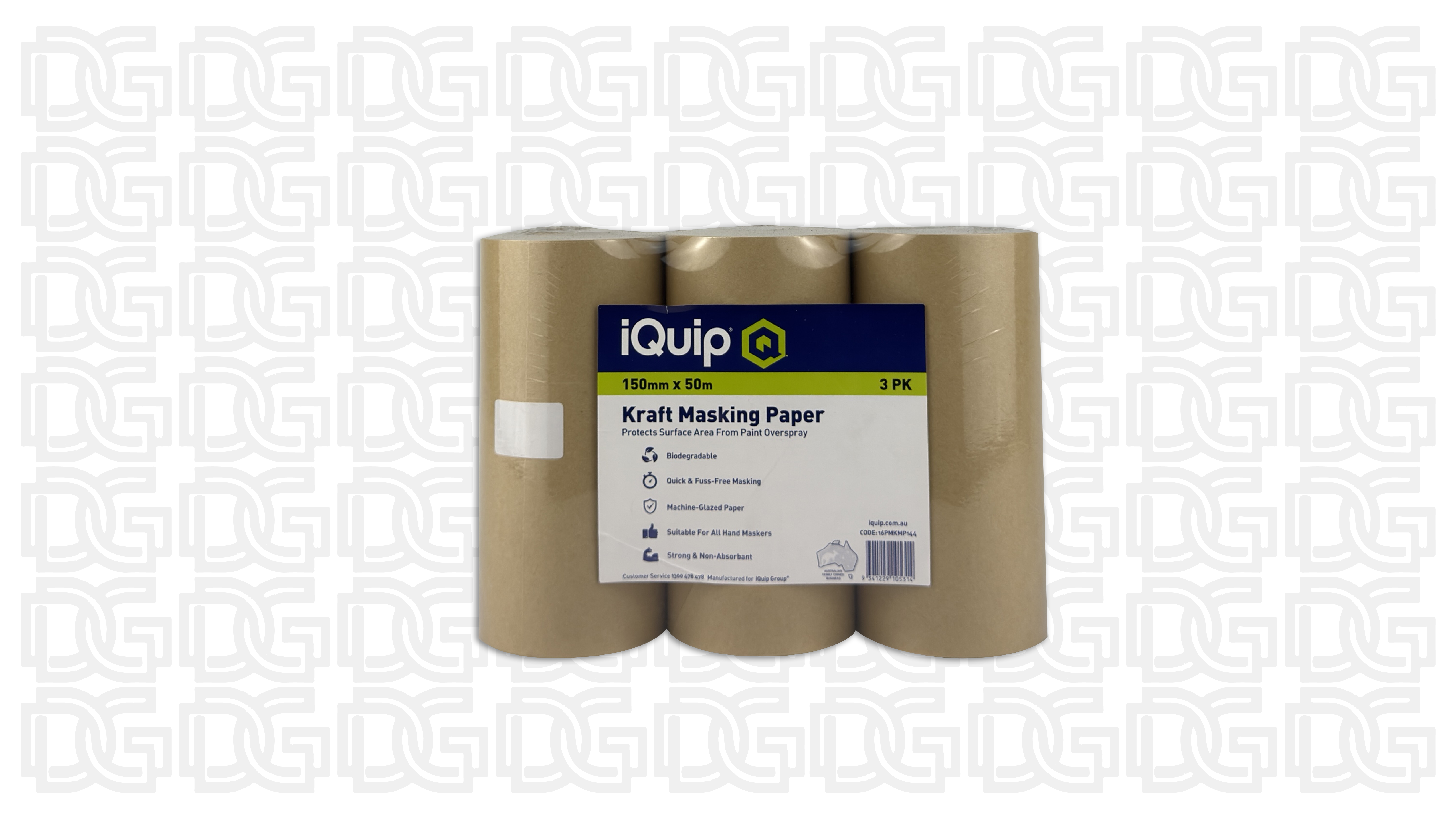 iQuip Kraft Masking Paper 150mm x 50m 3 Pack