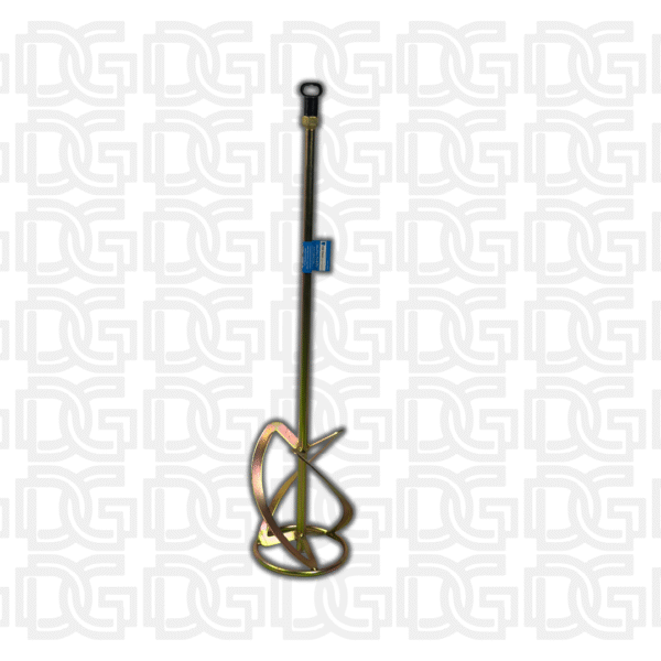 Large Mixing Paddle - Negative Mix Pattern - Helix Style 140 x 650 mm - M14 Thread End - Yellow Zinc Plated