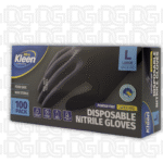 Gloves Powder Free Disposable - Nitrile - Black - Large 100pk (Length 245mm x Palm Width 105mm x Thickness 0.10mm)