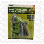 Hose Connector & Soft Grip Spray Gun Set 5pc Suits: 12mm Hose 7 Spray Function