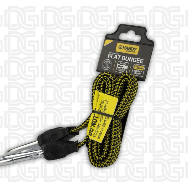 Bungee Cord Heavy Duty Flat With Carabiner Yellow 125cm (L) x 1.7cm (W) x 0.4cm (D)