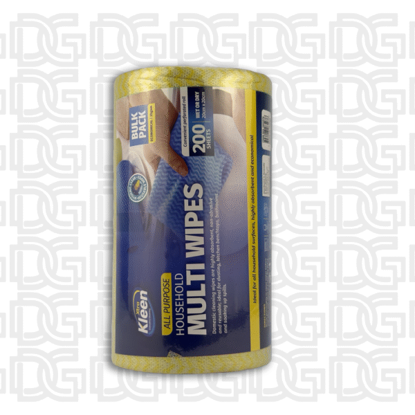 All Purpose Wipe 20cm x 20cm 200pk - Assorted Colours Yellow, Blue, Green (unscented)